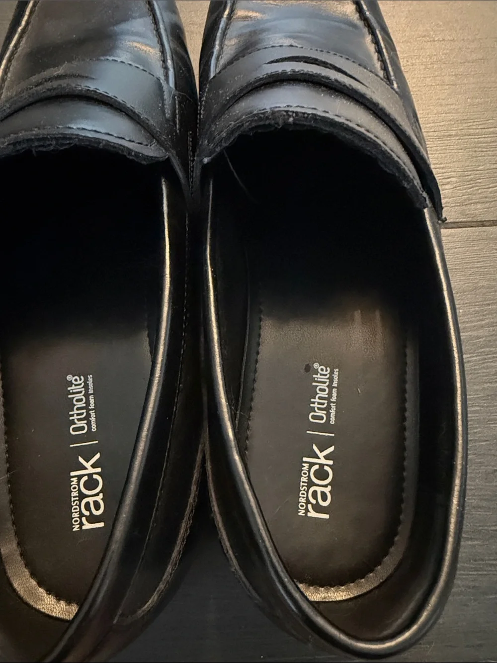 Rack London Black Leather Penny Loafers for Men